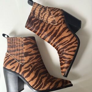 Kenneth Cole Tan and Black Animal Print Ankle Boots